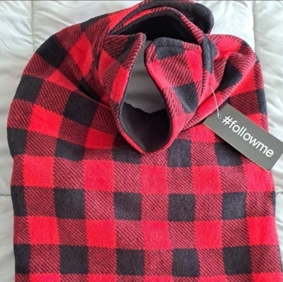 Follow Me Red Black Fleece Dog Coat Velcro Closure Size XS - Picture 2 of 4